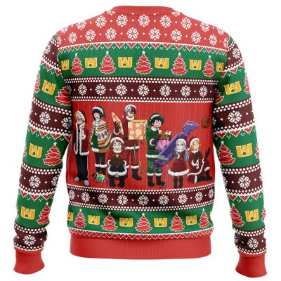 Ho Ho Ho I Am Here MHA Ugly Christmas Sweater BACK mockup - My Hero Academia Gifts