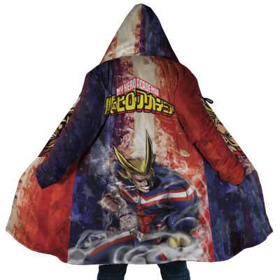 Trippy All Might MHA AOP Hooded Cloak Coat MAIN Mockup - My Hero Academia Gifts