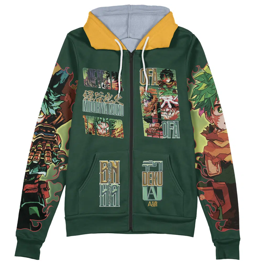 deku Zip Hoodie Front Mockup - My Hero Academia Gifts